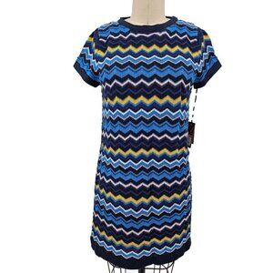New Missoni for Target Short Knit Dress Womens XS Navy Blue Yellow Chevron
